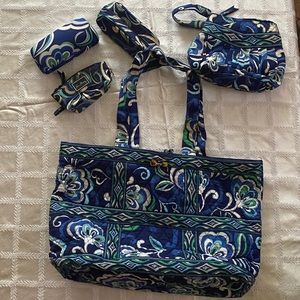 Vera Bradley travel bag set Mediterranean Blue